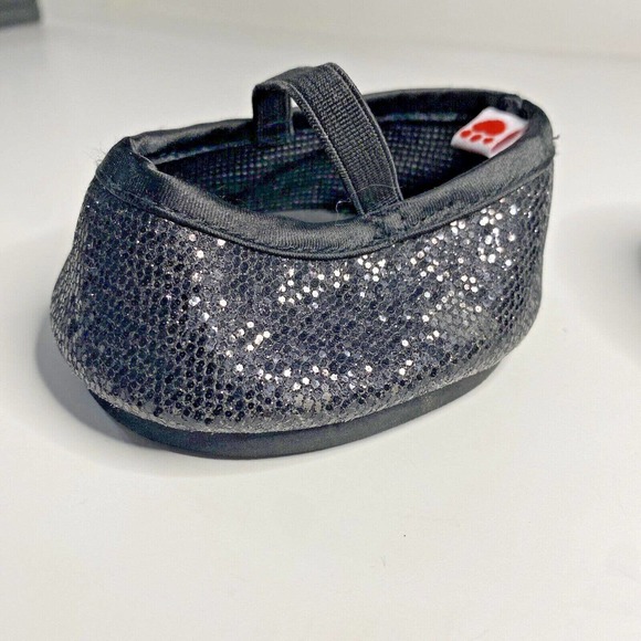 Build A Bear Shoes Black Sparkle Flats BAB Accessories Replacement Mary Janes - Picture 7 of 9